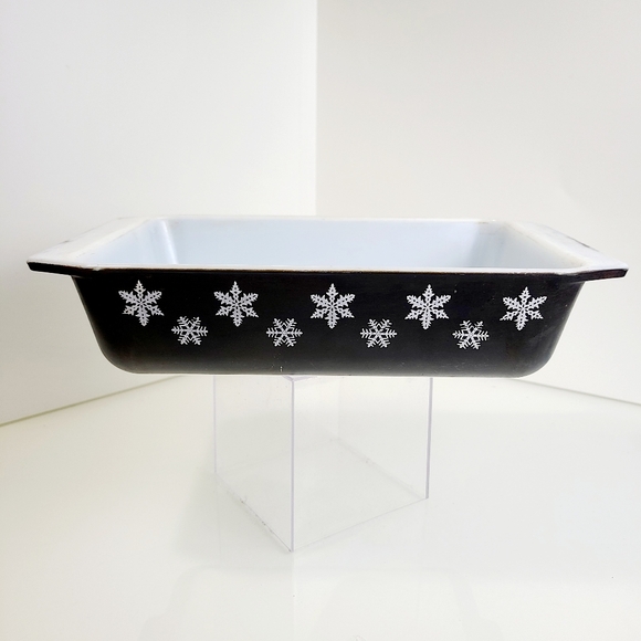 ❄️Vintage Pyrex 575-b Black White Snowflake 2 Qt Casserole Baking Dish Rectangle - Picture 2 of 7